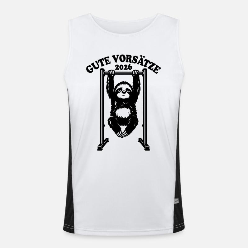 Sloth | Pull-up, Fitness, New Year's Resolutions 2026 Men's Functional Contrast Tank Top 