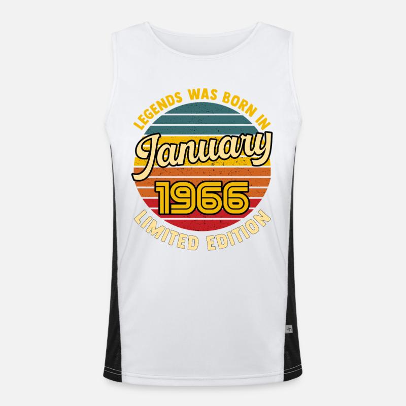 Legend Born January 1966 60th Birthday Men's Functional Contrast Tank Top 
