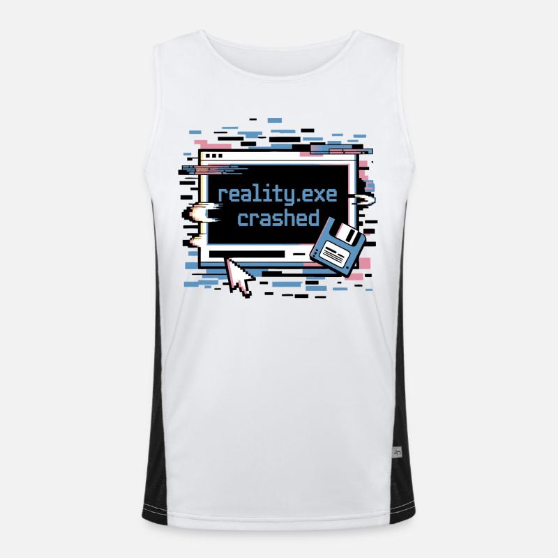 Reality.exe Crashed Retro Pixel Design - Men's Functional Contrast Tank Top  - white/black
