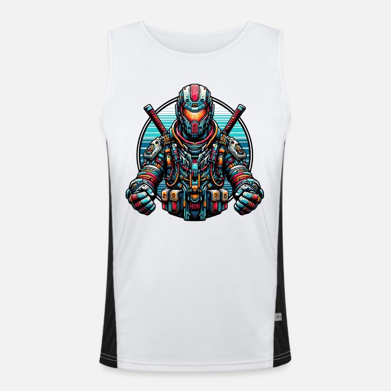 Robot Samurai Funktionelles Kontrast-Tank Top für Männer 