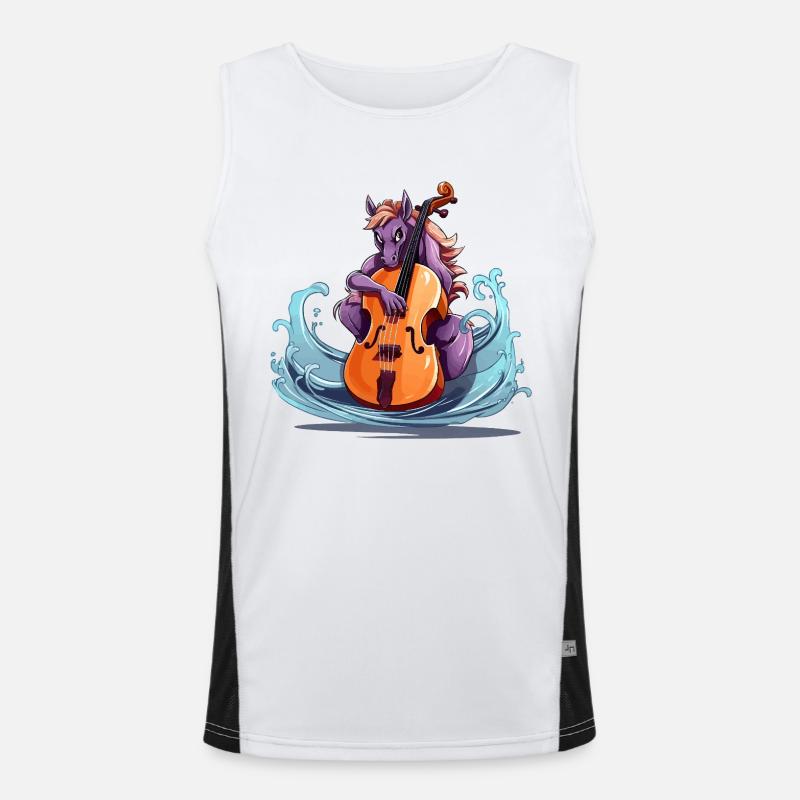 Wave Stroke Unicorn Cellist Men's Functional Contrast Tank Top 