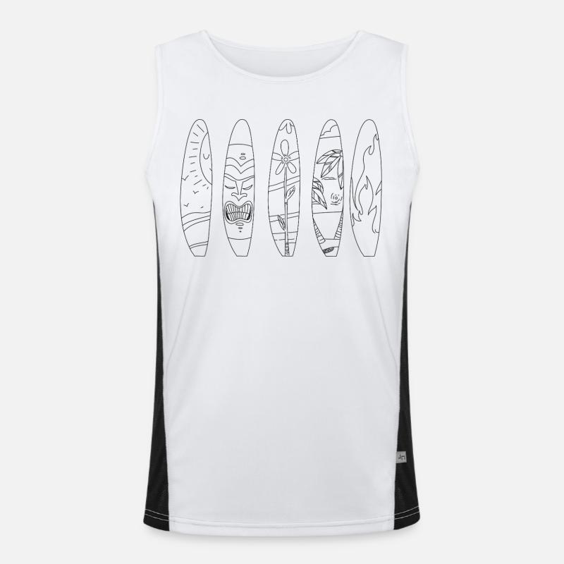 Aloha Retro Tiki Surfboards Collection Men's Functional Contrast Tank Top 