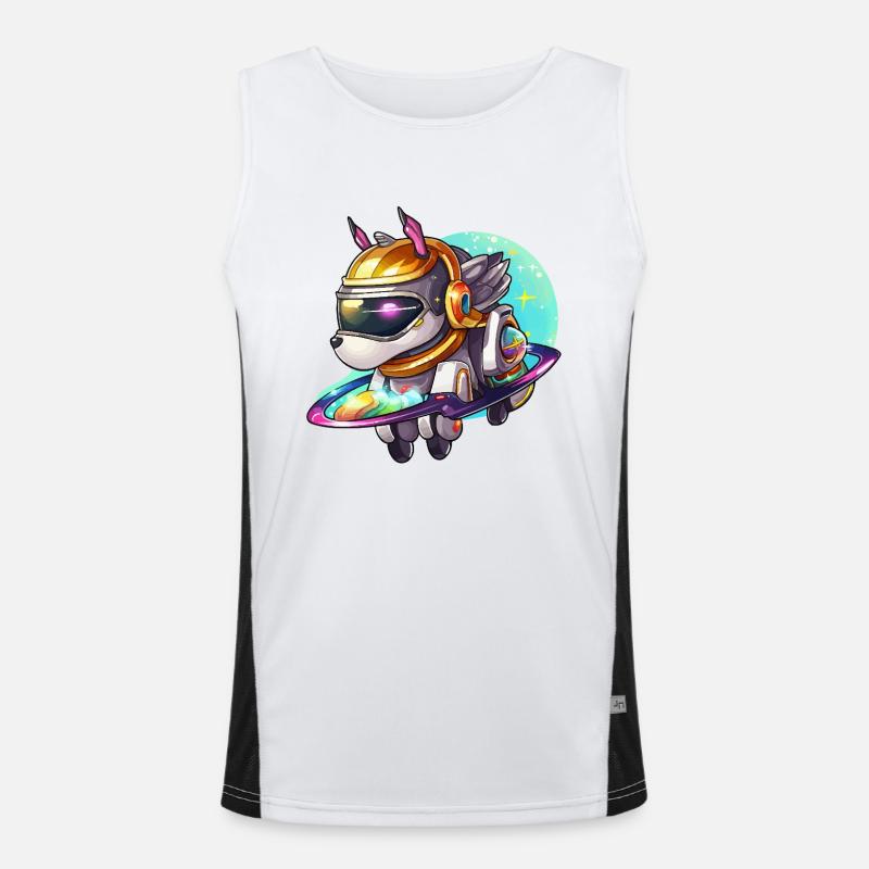 Chien de l’espace sur un hoverboard Débardeur respirant contrasté Homme 