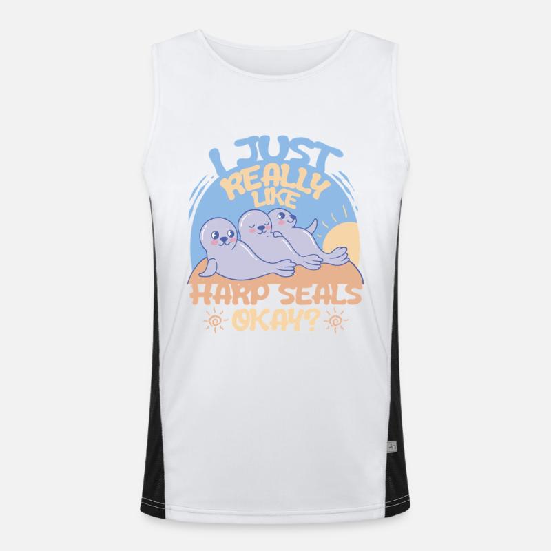 Sattelrobbe Robben Really Like Harp Seals Funktionelles Kontrast-Tank Top für Männer 