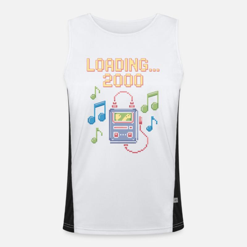 Retro Pixel Design – Loading 2000 - Men's Functional Contrast Tank Top  - white/black