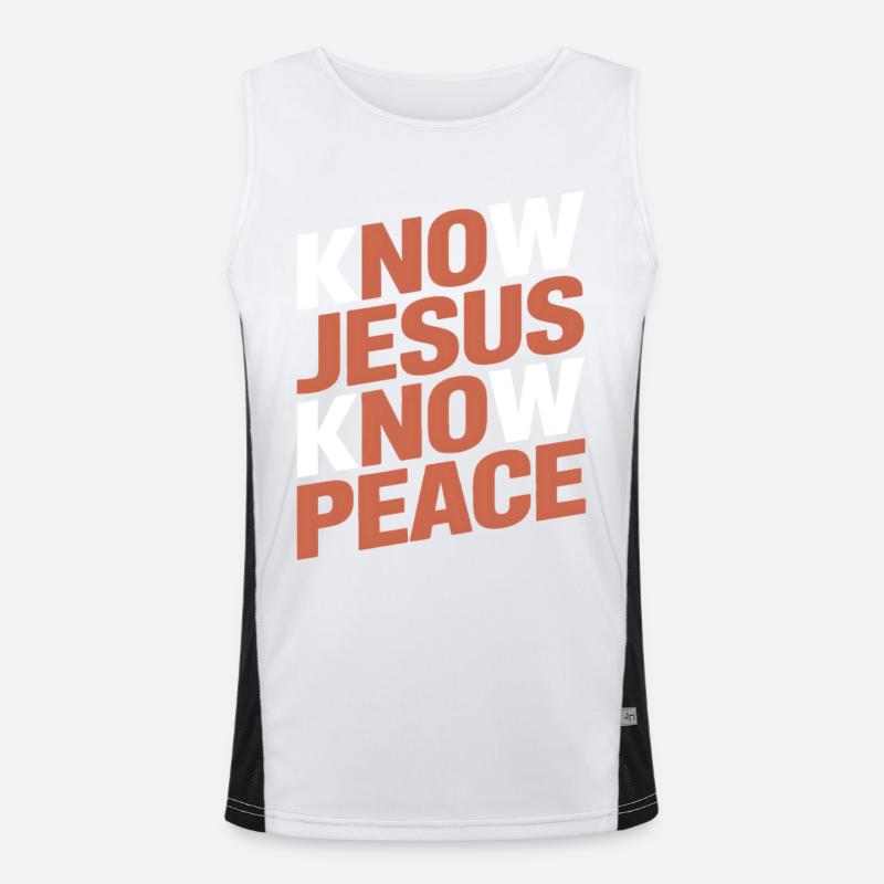 Know Jesus Know Peace Funktionelles Kontrast-Tank Top für Männer 