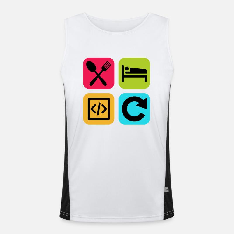 Manger Dormir Code Répéter Citation drôle Dev Débardeur respirant contrasté Homme 