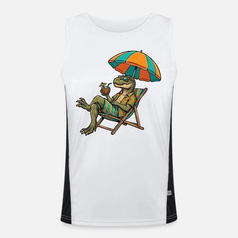 Dinosaure de plage au look tropical Débardeur respirant contrasté Homme 