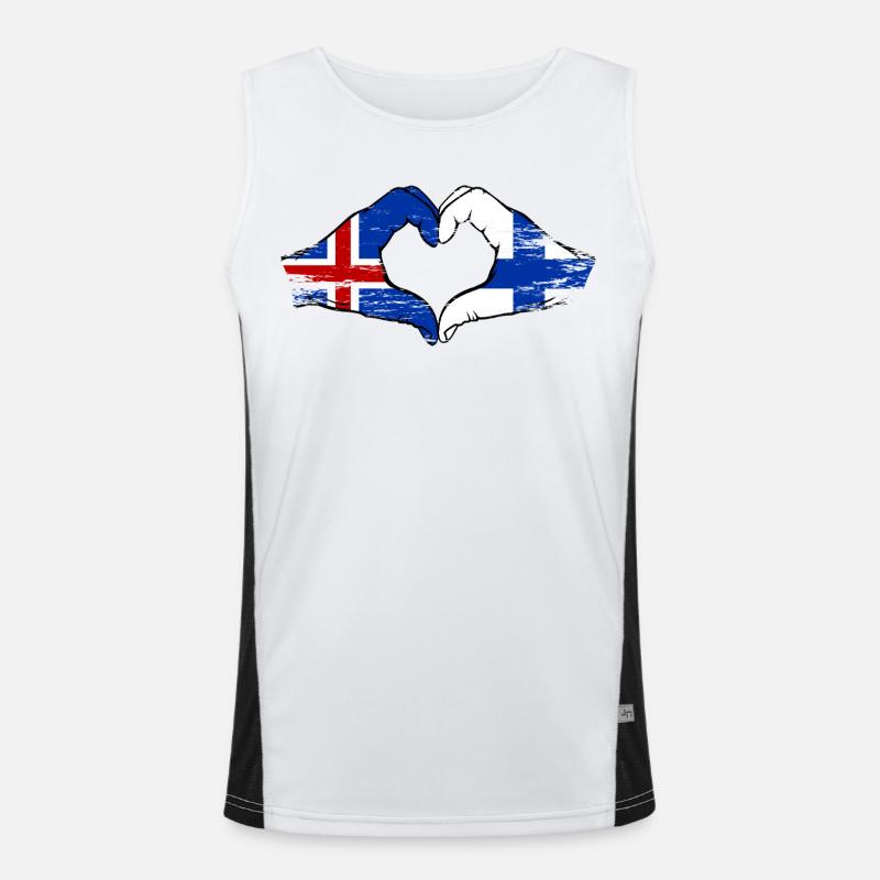 Islande Drapeau Finlande Mains Forme de cœur Débardeur respirant contrasté Homme 
