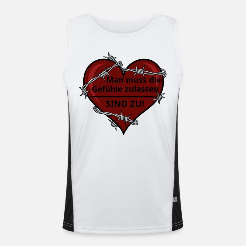 Cuore sarcastico con filo spinato Canotta sportiva da uomo in contrasto cromatico 