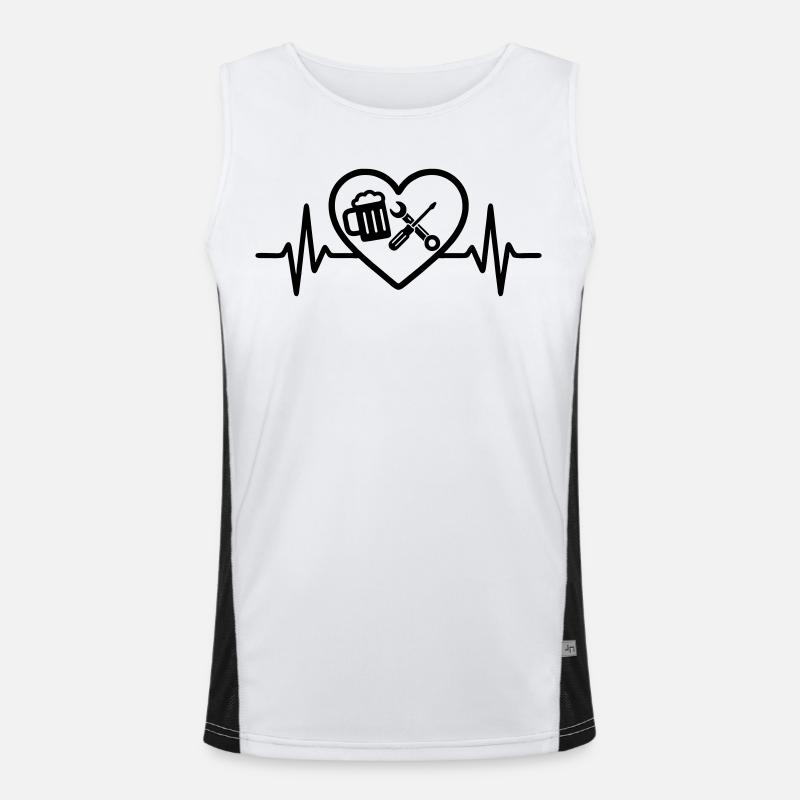 Herz Bier Heimwerken Humor Funktionelles Kontrast-Tank Top für Männer 