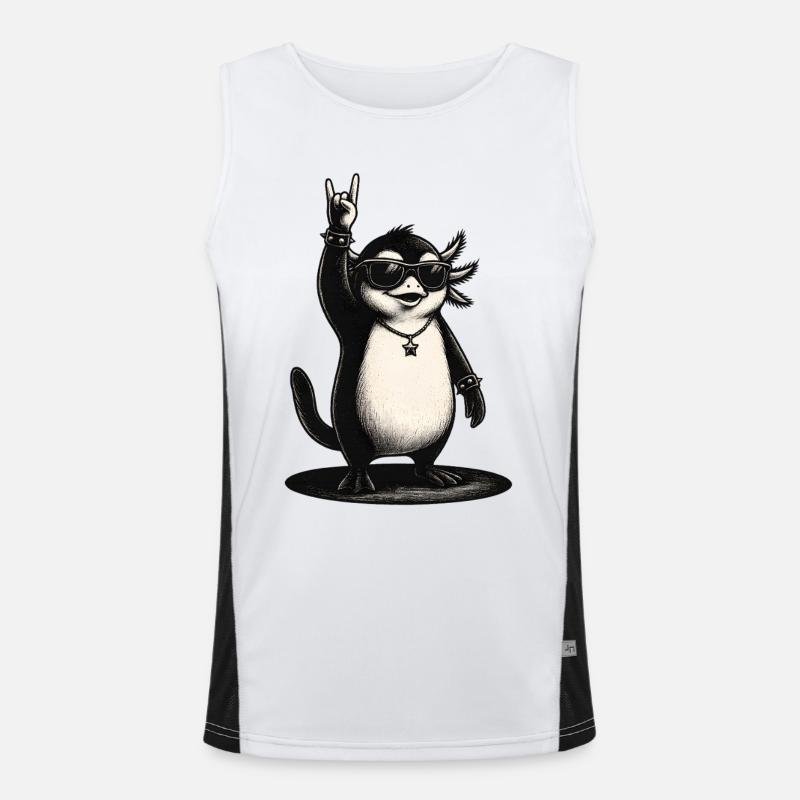 Rock N Roll Penguin With Sunglasses - Men's Functional Contrast Tank Top - white/black