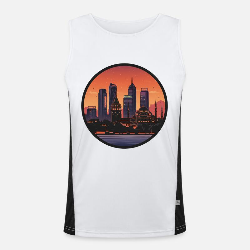 Istanbul Abendstimmung Skyline Funktionelles Kontrast-Tank Top für Männer 