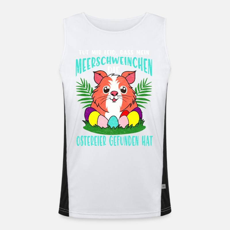 Guinea Pig Easter Eggs Parade - Men's Functional Contrast Tank Top  - white/black