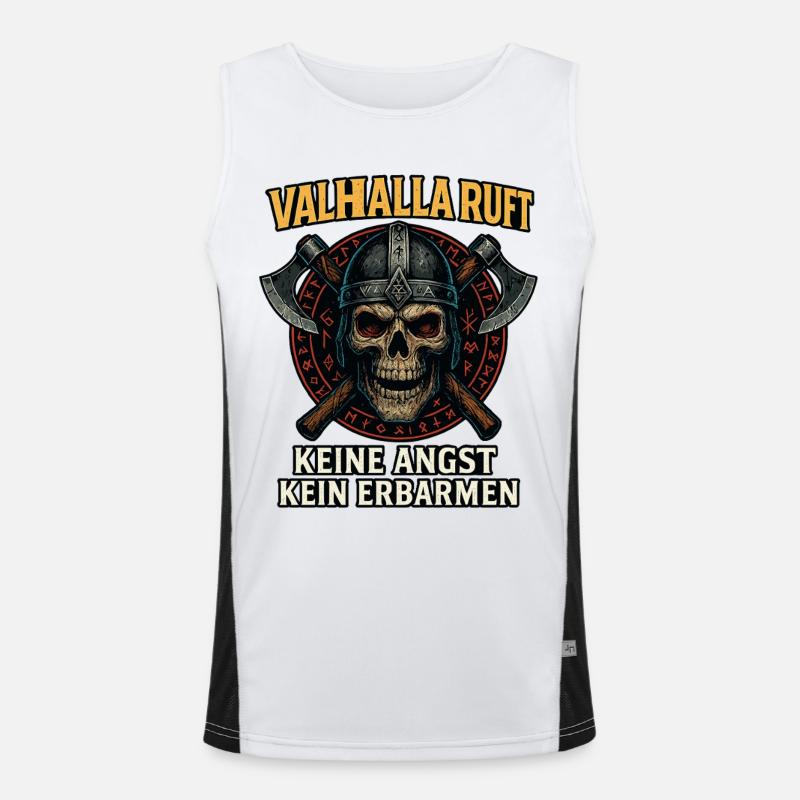 valhalla ruft krieger, wikinger spruch shirt Funktionelles Kontrast-Tank Top für Männer 