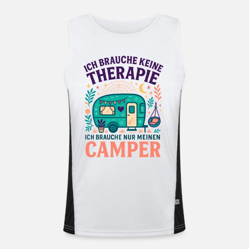 Camping Therapy Camper Love, Caravan Saying Men's Functional Contrast Tank Top 