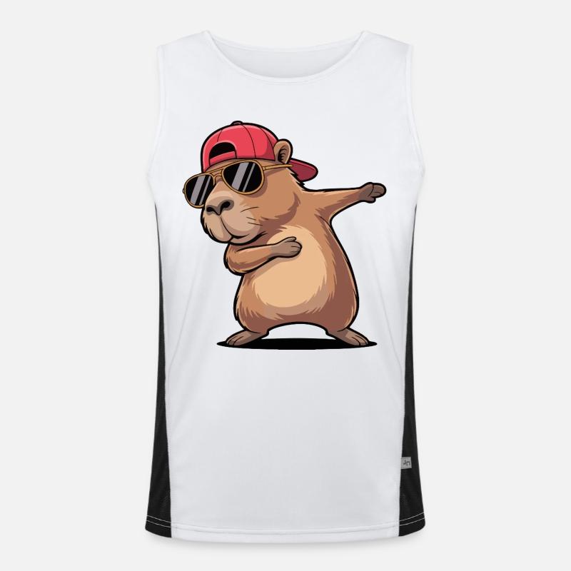 Cooles Capybara-Dabbing Funktionelles Kontrast-Tank Top für Männer 