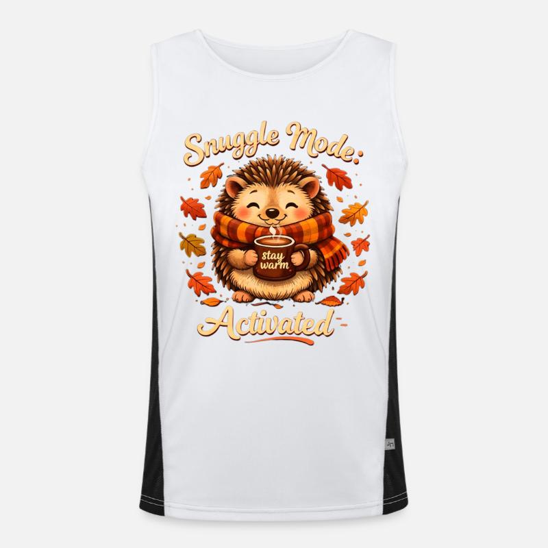 Cuddle Mode Autumn Warmth Hedgehog - Men's Functional Contrast Tank Top  - white/black