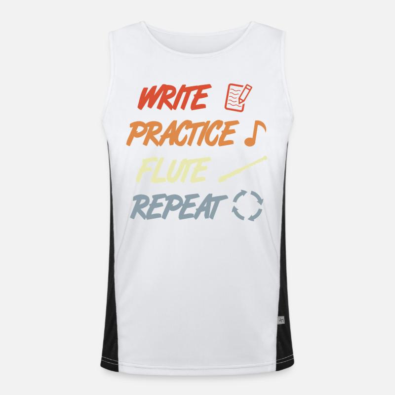 Write Practice Flute Repeat - Men's Functional Contrast Tank Top  - white/black