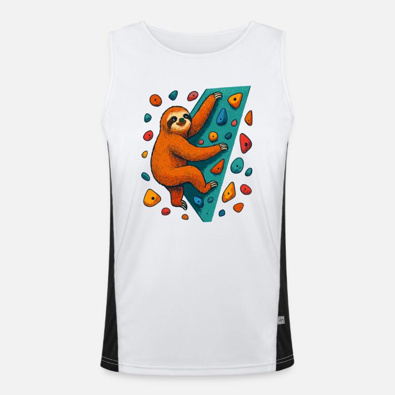 Bouldering Sloth Climbing Boulder Climber - Men's Functional Contrast Tank Top  - white/black