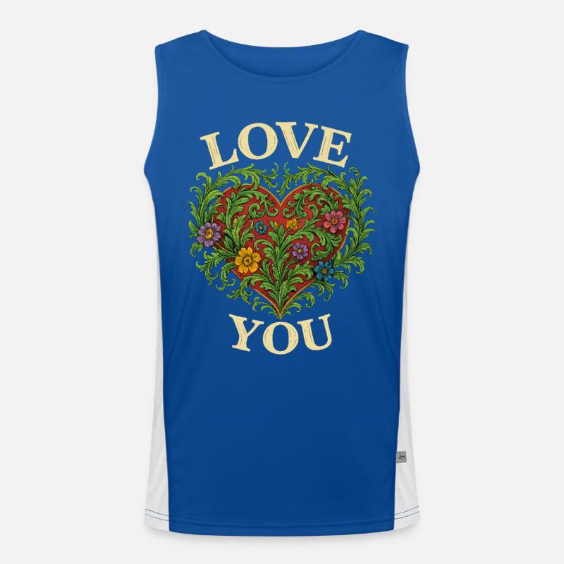 Love You Heart, Romantic Gift Men's Functional Contrast Tank Top 
