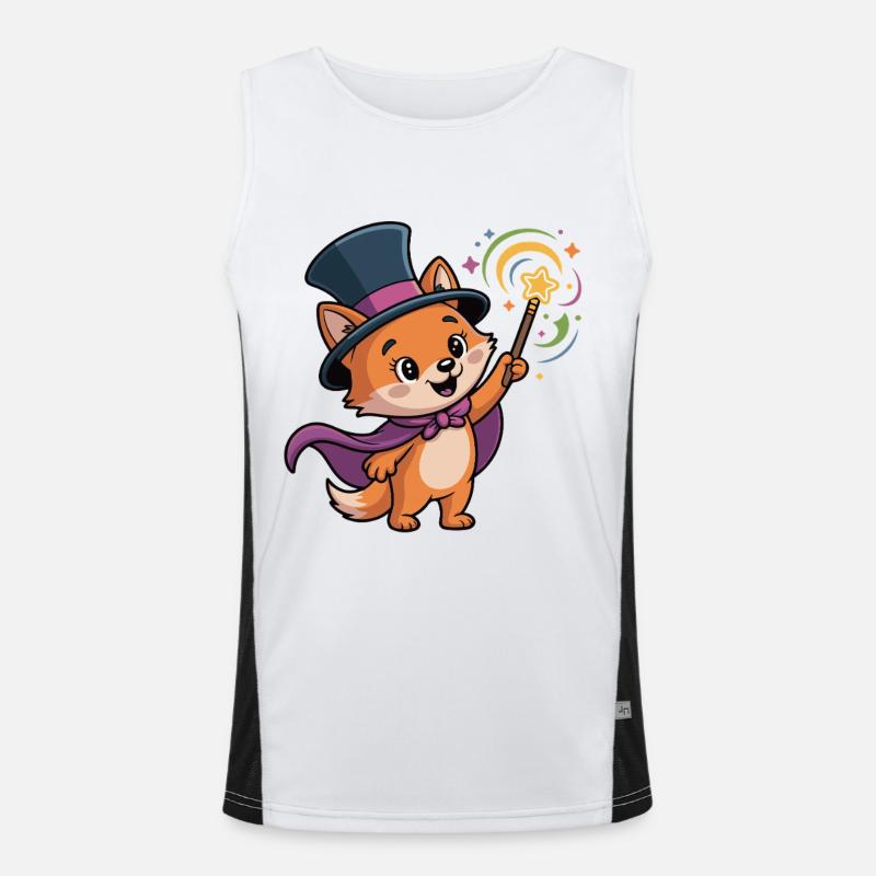 Zauberfuchs mit Sternenstab Funktionelles Kontrast-Tank Top für Männer 