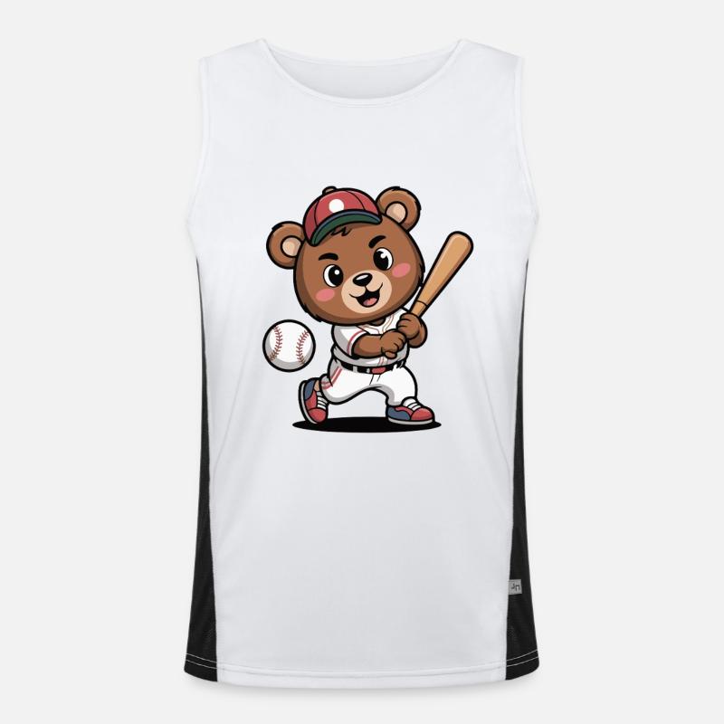 Bärenheld am Baseballschläger Funktionelles Kontrast-Tank Top für Männer 