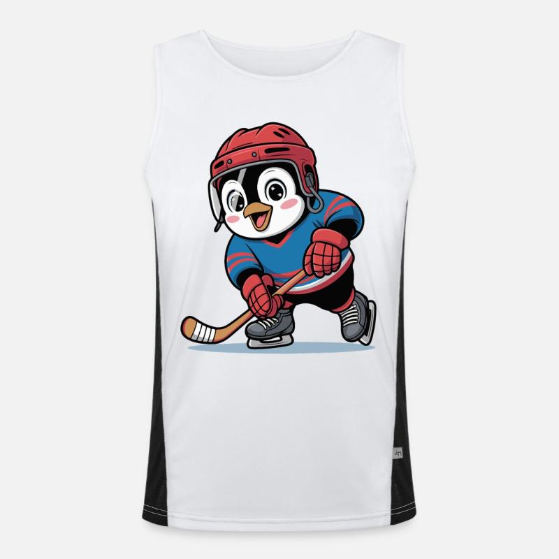 Pinguin Eishockeyheld Funktionelles Kontrast-Tank Top für Männer 