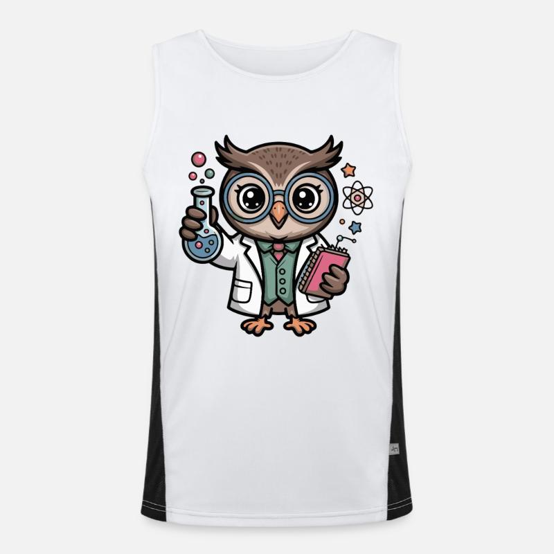 Labor-Eule als Wissenschaftler-Comic Funktionelles Kontrast-Tank Top für Männer 