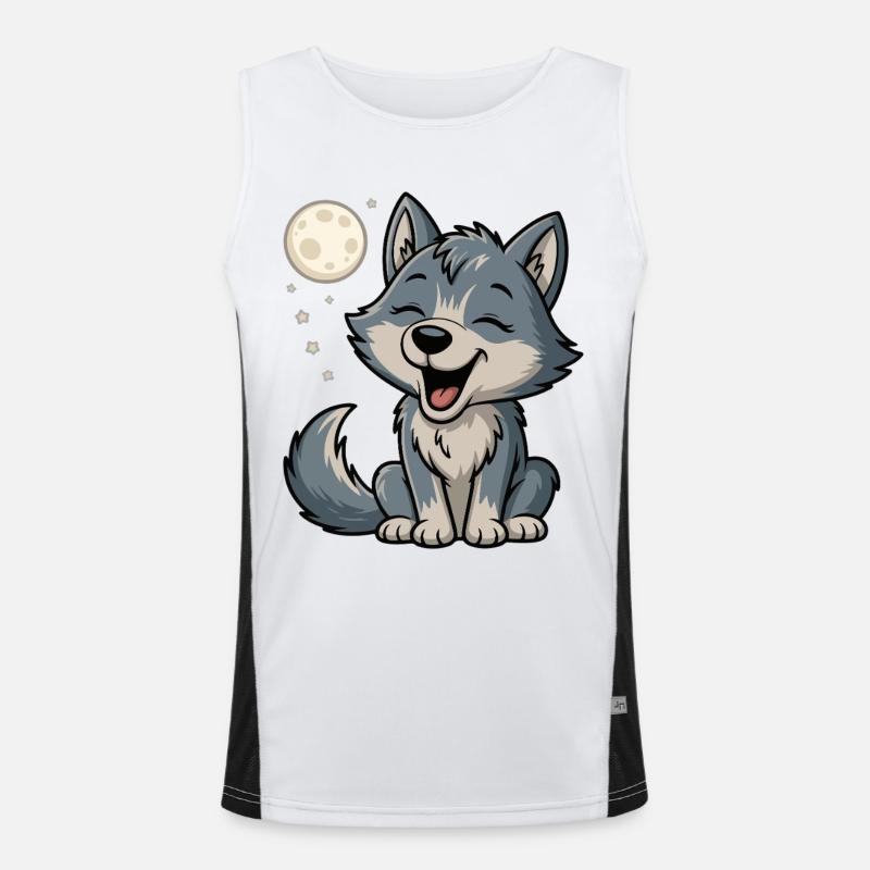 Mondlicht Wolfchen Kuschel Funktionelles Kontrast-Tank Top für Männer 