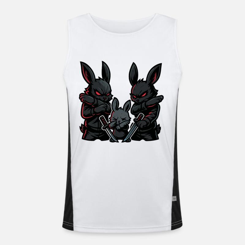 Ninja Dabbing, Lapin avec des katanas Débardeur respirant contrasté Homme 