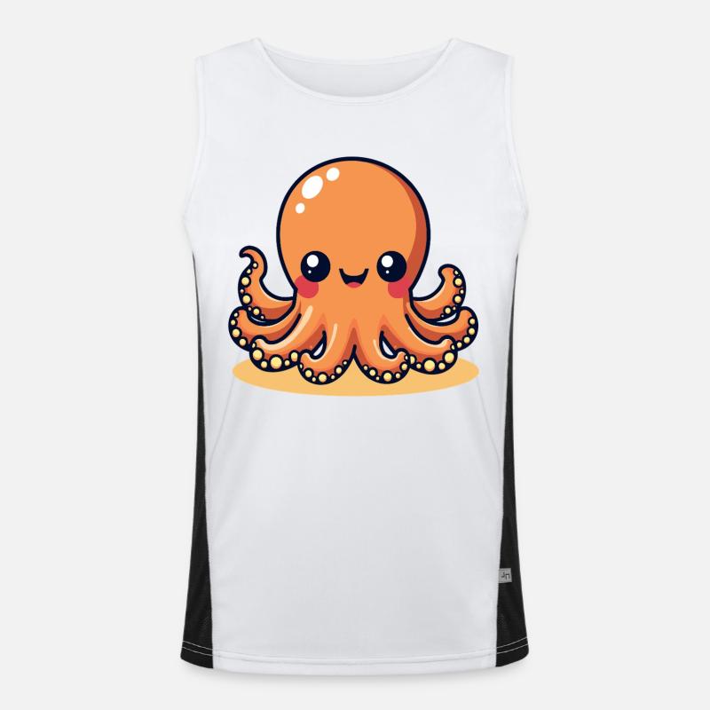 Cute Squid Smiling Octopus Kawaii Men's Functional Contrast Tank Top 