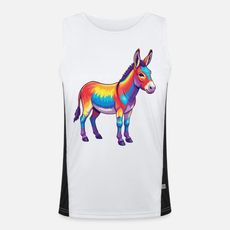 Bunte Eselregenbogen-Pop-Art-Aquarell Funktionelles Kontrast-Tank Top für Männer 