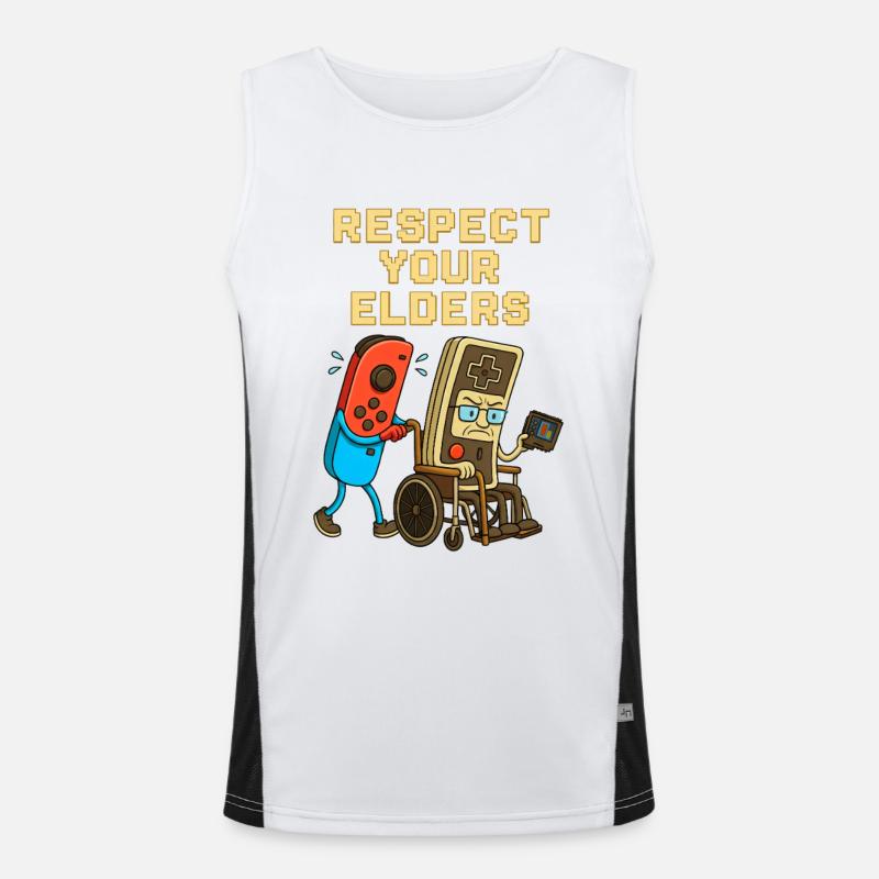 Respect Your Elders Gaming Control Retro  Funktionelles Kontrast-Tank Top für Männer 