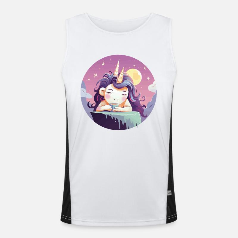 Mondtee Einhorn am Abend Funktionelles Kontrast-Tank Top für Männer 