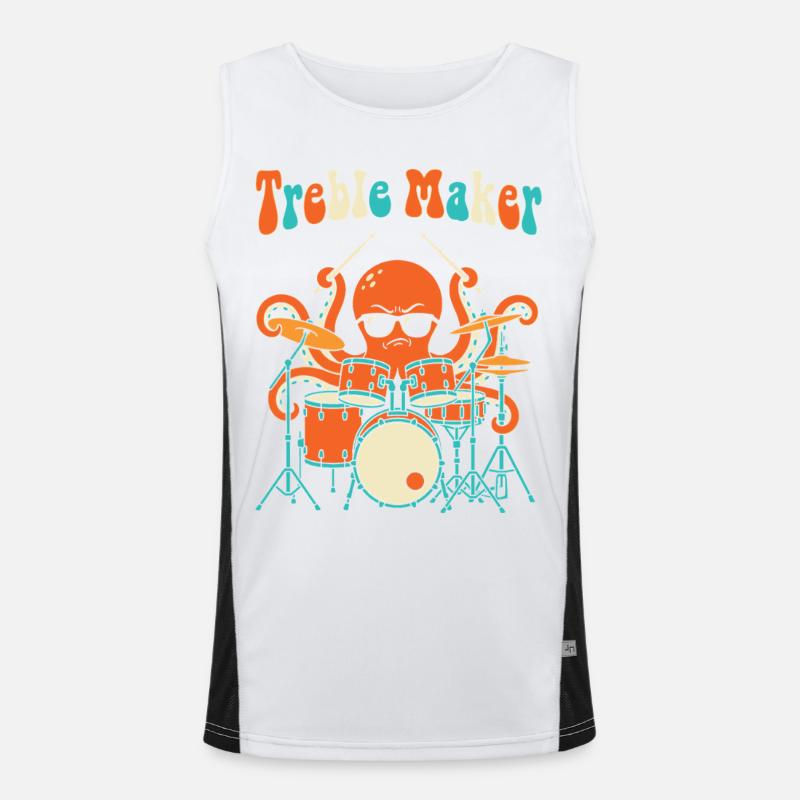 Treble Maker Drummer Musician Pun Drum Men's Functional Contrast Tank Top 