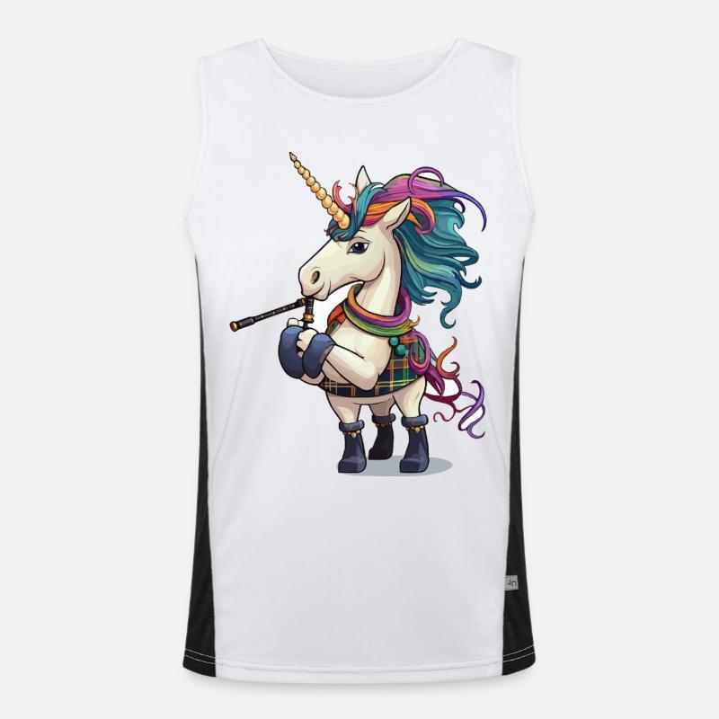 Bunter Einhorn Dudelsack Funktionelles Kontrast-Tank Top für Männer 