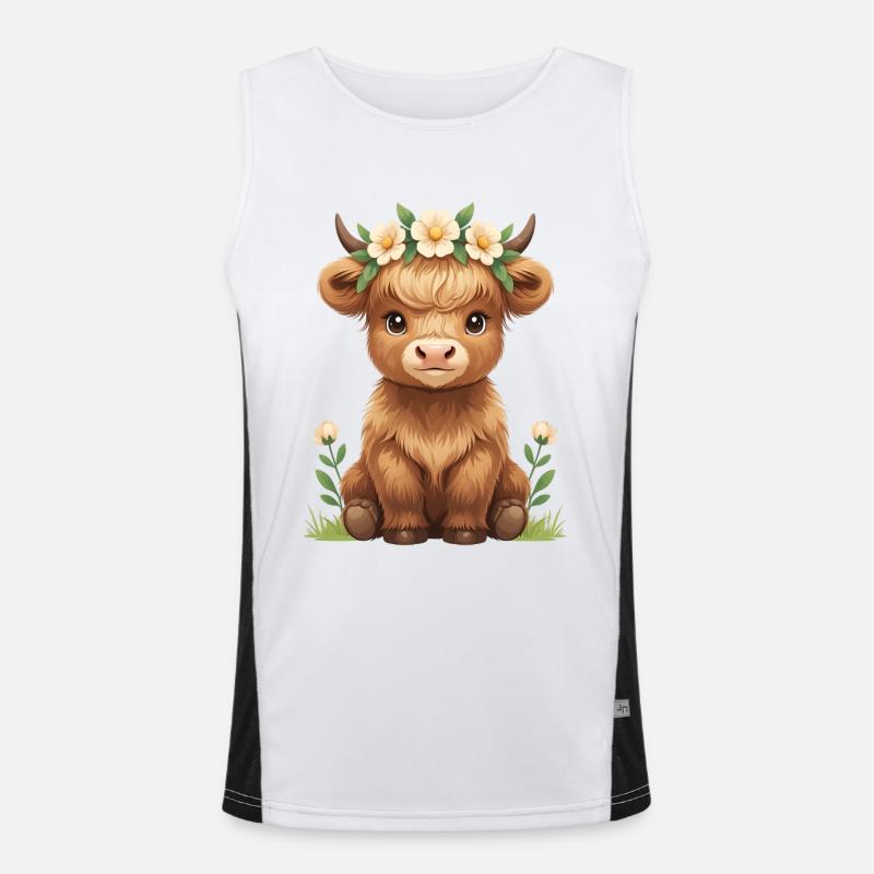 Veau de vache dans une couronne de fleurs Débardeur respirant contrasté Homme 