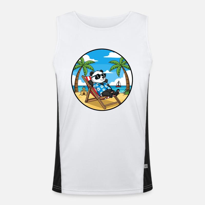 Cool Panda Beach Vacation Summer Vibes - Men's Functional Contrast Tank Top  - white/black