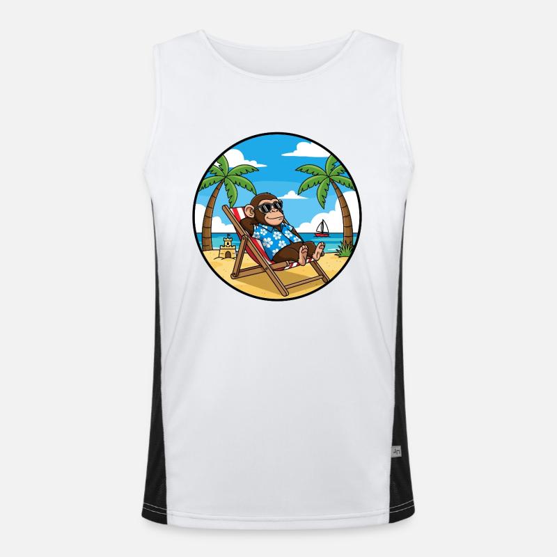Cool Monkey Beach Vacation Summer Vibes Men's Functional Contrast Tank Top 