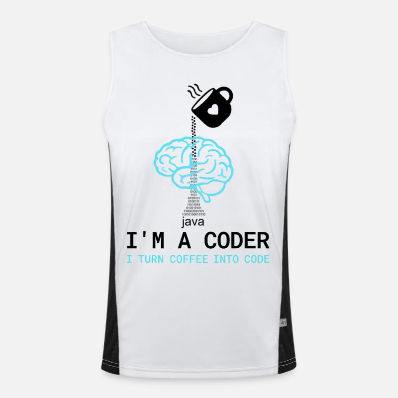 T-shirt Coder : Du café dans le code – Nerdy Programmie Débardeur respirant contrasté Homme 