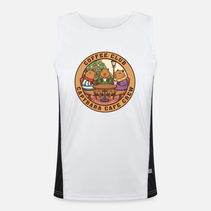 Capybara Cafe Crew Coffee Club - Funksjonell kontrast-singlet for menn  - hvit/svart