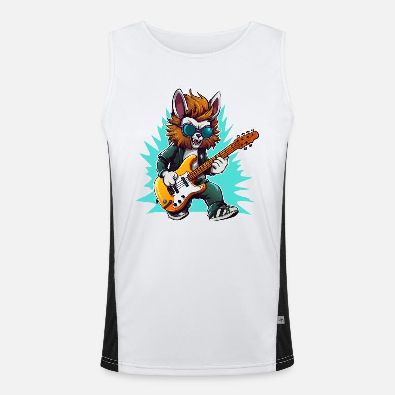 Gitarrowl Rockwolf mit Sonnenbrille Funktionelles Kontrast-Tank Top für Männer 