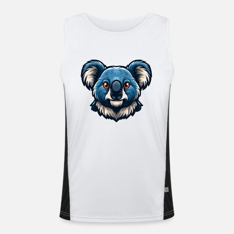 Blauer Koalakopf-Cartoon-Maskottchen-Logo Funktionelles Kontrast-Tank Top für Männer 