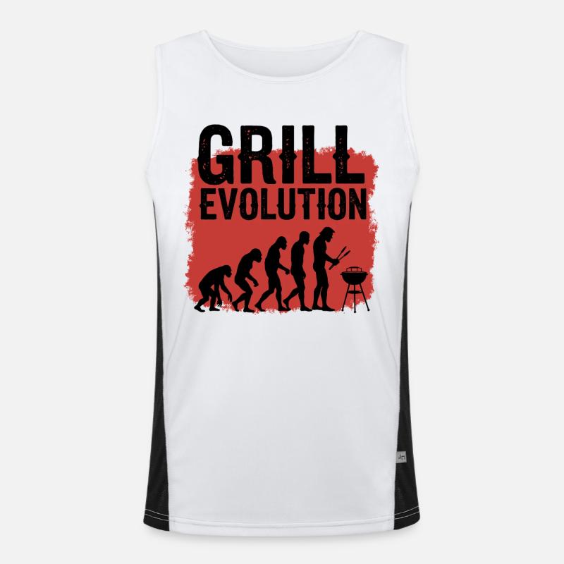 Grill Evolution Funny Grill Master Saying - Men's Functional Contrast Tank Top  - white/black