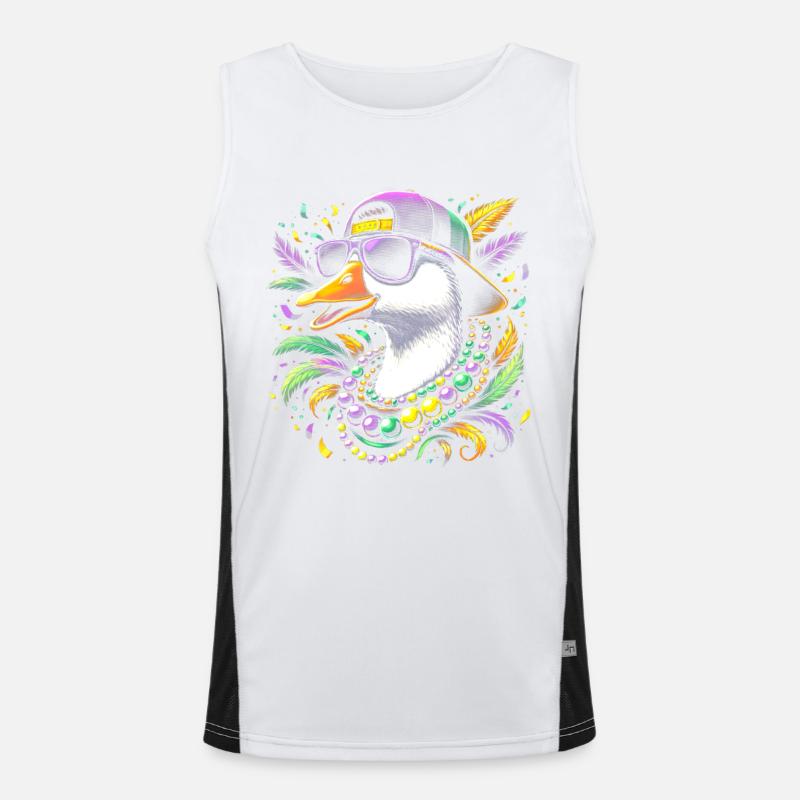 Hipster Gans  mit Perlenkette Mardi Gras Funktionelles Kontrast-Tank Top für Männer 