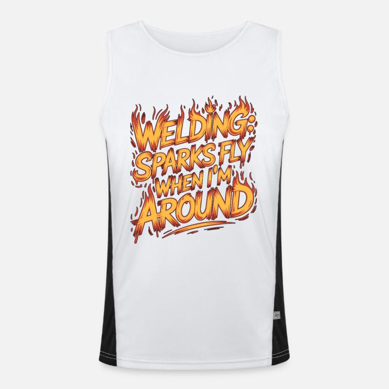 Welder Welding Sparks Fly When I'm Metalwork Funktionelles Kontrast-Tank Top für Männer 