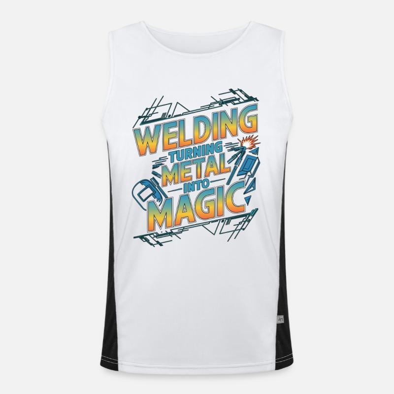 Welder Welding Turning Metal Into Magic Metalwork Men's Functional Contrast Tank Top 