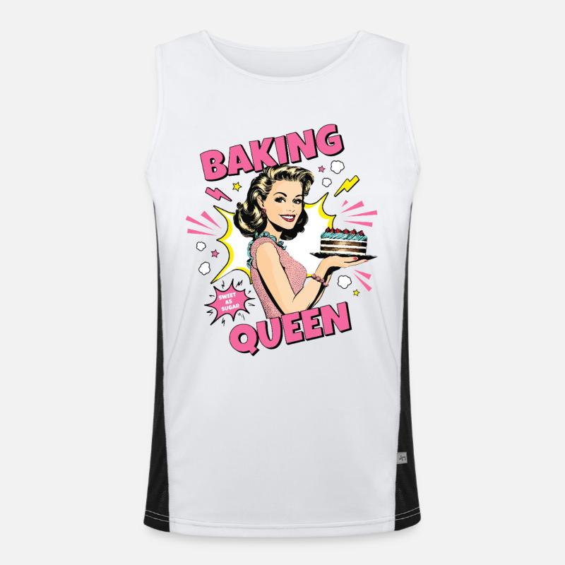 Backen Torte Backkönigin Backfee Bäckerin Pop Art Funktionelles Kontrast-Tank Top für Männer 