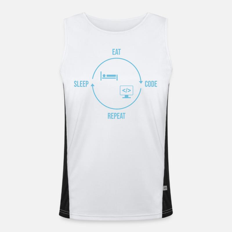 Eat Sleep Code Repeat - Programmer Cycle - Men's Functional Contrast Tank Top  - white/black